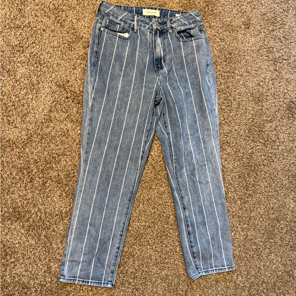 PacSun Blue Denim Pinstripe Boyfriend Jeans
